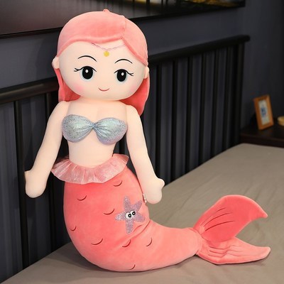 Mermaid Pillow Doll Cute Plush Toy On Bed