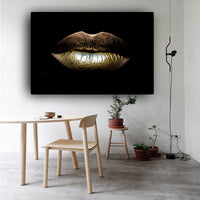 Thumbnail for Wall Art Canvas Black And Gold Sexy Lips Canvas Makeup Art Living Room Canvas Picture Home Art Poster