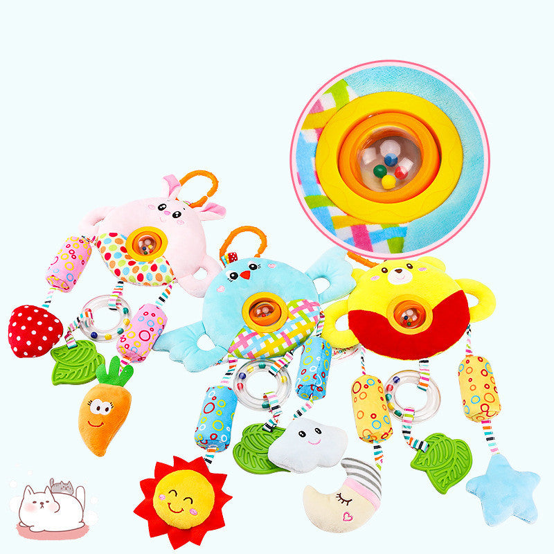 Stroller Toy 0 To 1 Year Old Bed Hanging Turn Bead Doll Baby Bed Bell Plush Hand Rattle Bed Bell