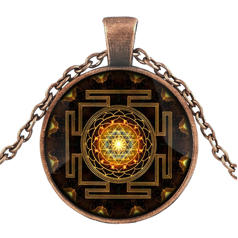 Sacred Sri Lanka Yantra Time Gem Pendant Necklace