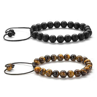 Thumbnail for Tiger Eye Couple Bracelets Matte Black Agate Beads Bracelet