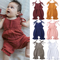 Thumbnail for New Arrivals Newborn Toddler Baby Girls Sleeveless Solid Romper Jumpsuit Outfit