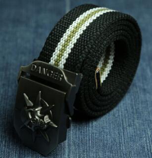 Men Canvas Skull Metal Belt