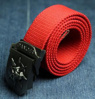 Men Canvas Skull Metal Belt