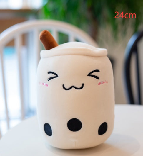 Cute Fruit Drink Plush Stuffed Soft Strawberry Milk Tea Plush Boba Tea Cup Toy Bubble Tea Pillow Cushion Kids Gift