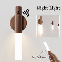 Thumbnail for Auto LED USB Magnetic Wood Wireless Night Light Corridors Porch Lights PIR Motion Sensor Wall Light Cabinet Lamp