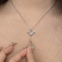 Thumbnail for Moving Cupid Heart Angel Wings Tassel Necklace With Crystal Clavicle Chain Women Jewelry Gift Valentine's Day